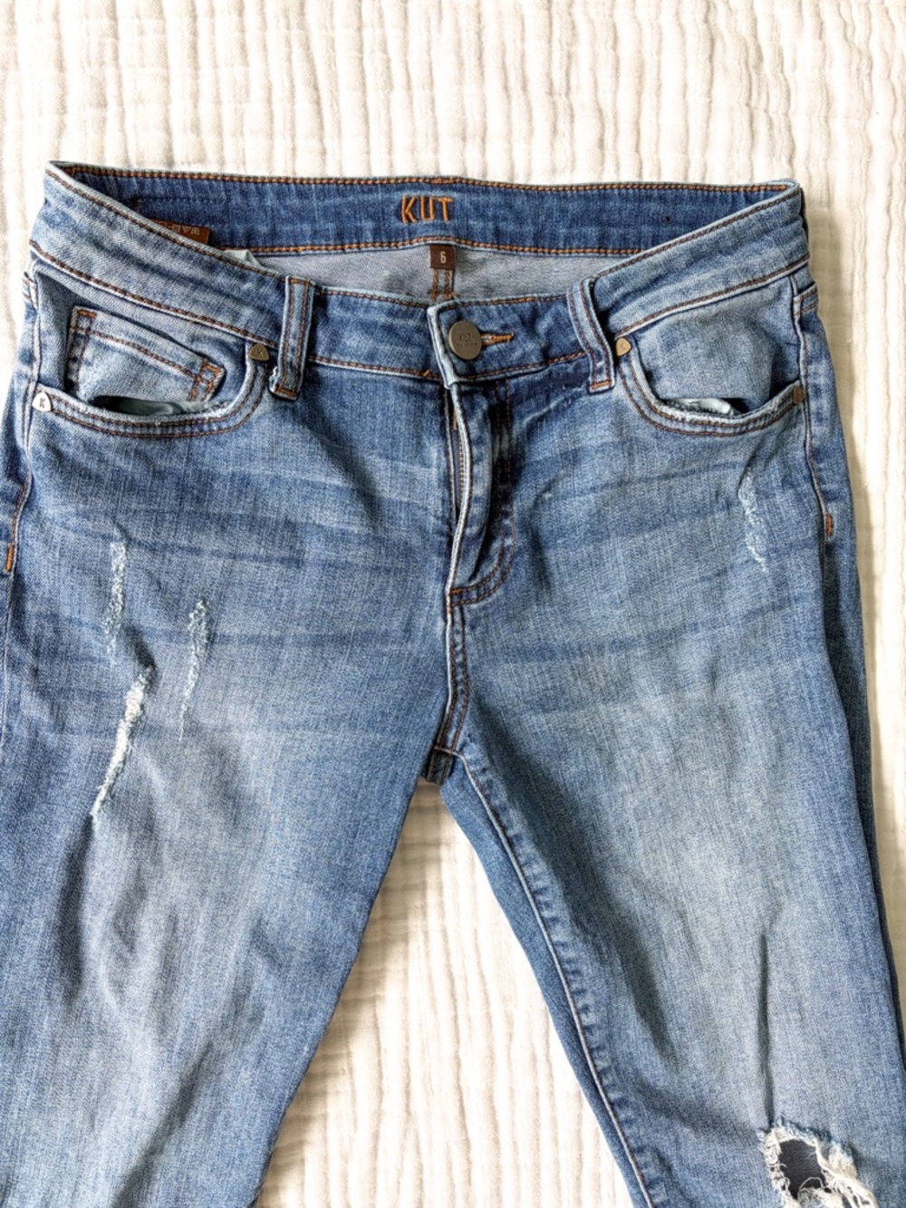 Kut From The Kloth Reese Ankle Straight Jeans Distressed Size 6